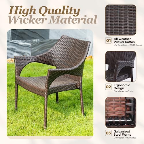 Outdoor Dining Chairs Set of 4 Stackable Wicker H98565