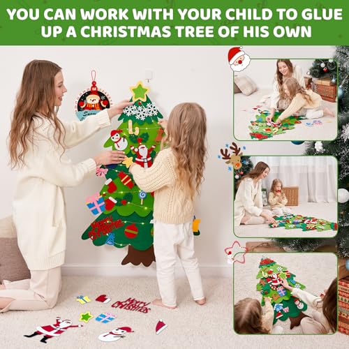 Felt Christmas Tree Set with 32pcs Ornaments W395158