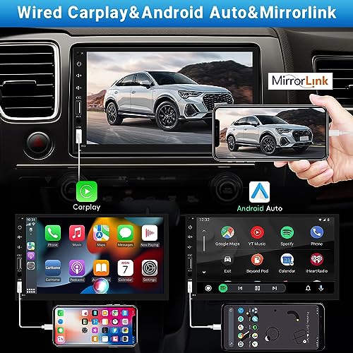 Double Din Car Stereo with 7inch Touchscreen, Bluetooth, Camera, FM Radio H88233