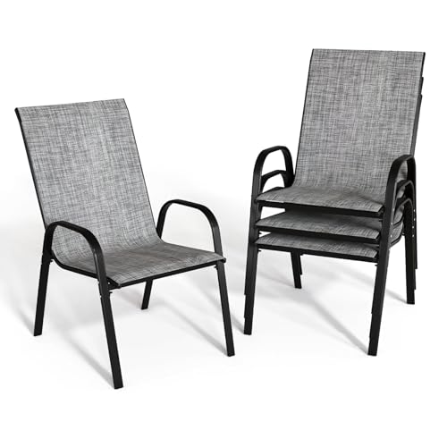 Grey Set of 4 Stackable Patio Dining Chairs S79536