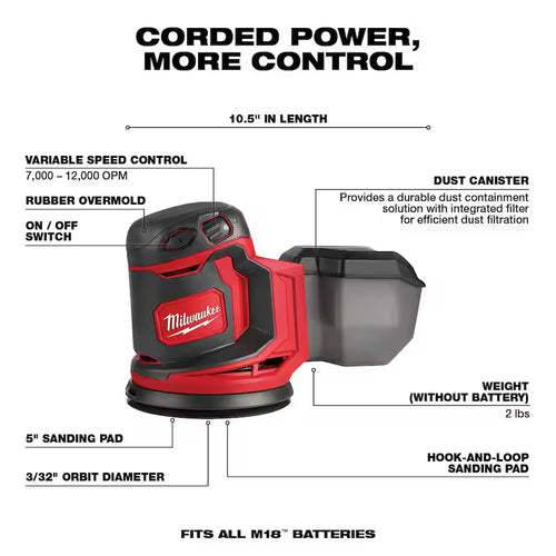 18V Cordless 5 in. Random Orbit Sander W93818