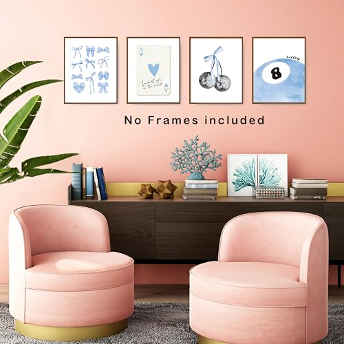 Pink Coquette Preppy Wall Art Prints Set of 4 A1435