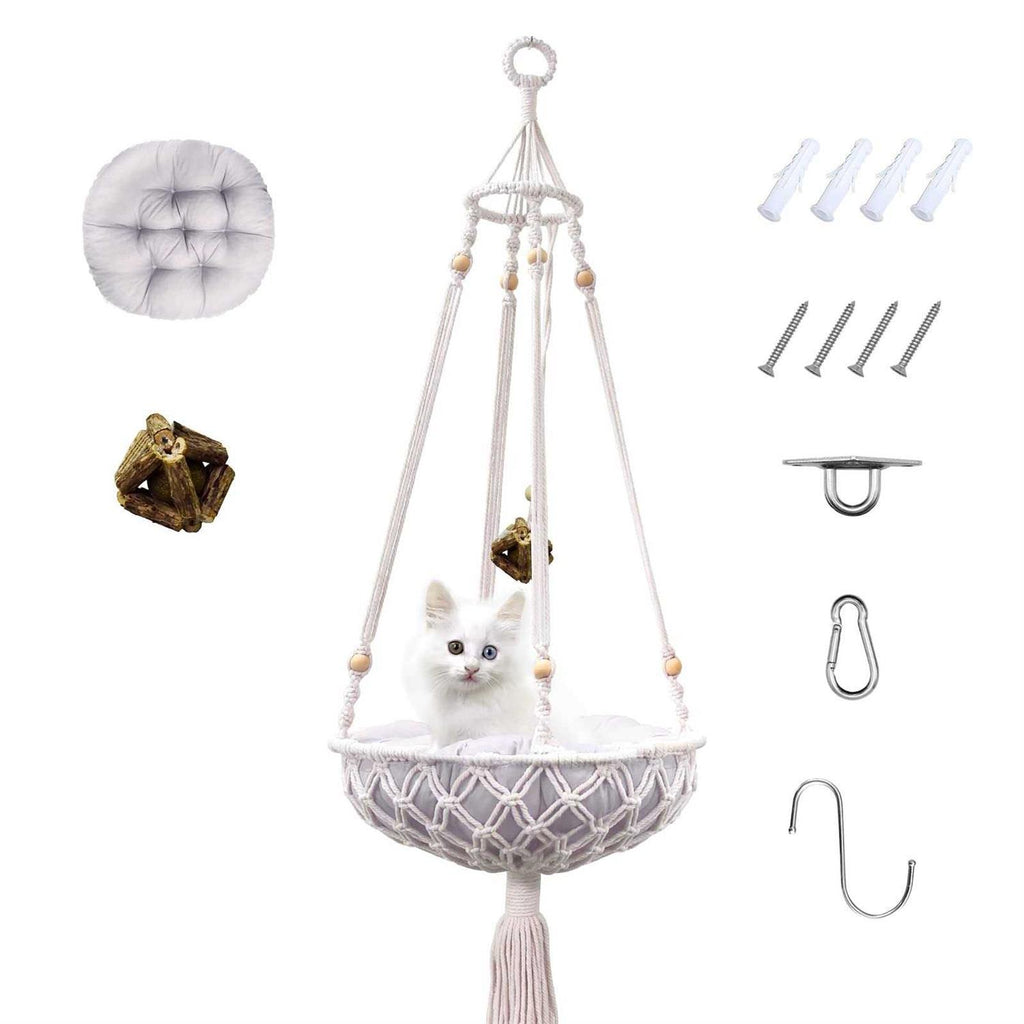 Macrame Hammock Cat Swing with Hanging Kit I8086
