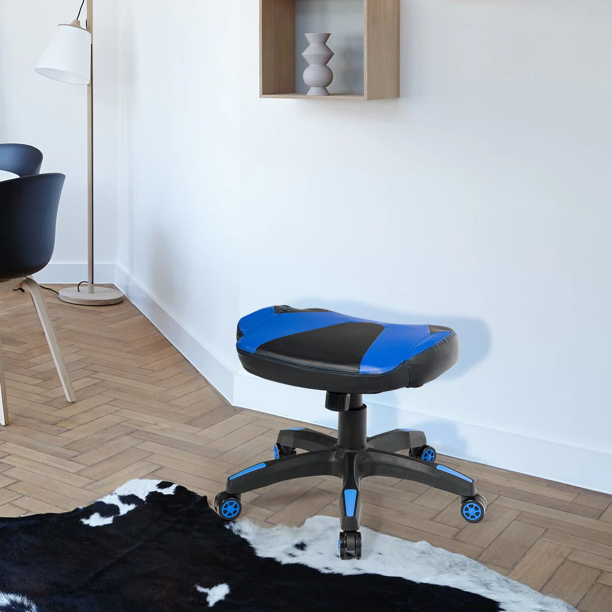 Blue Height Adjustable Swivel Gaming Ottoman Footstool C734944