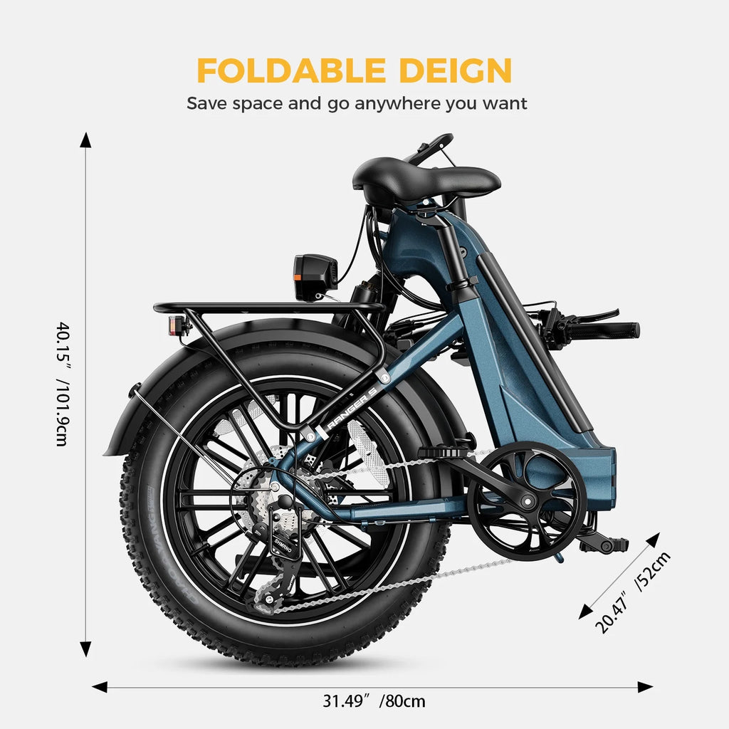 Folding Electric Bike with 48V 14.4AH Removable Battery, 20 x 4.0 Fat Tire Step-thru R6440