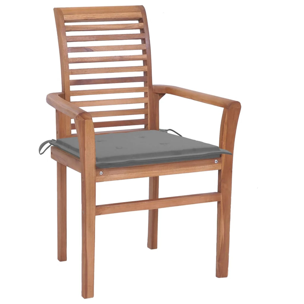 Set of 2 Wooden Garden Chairs with Gray Cushion N843