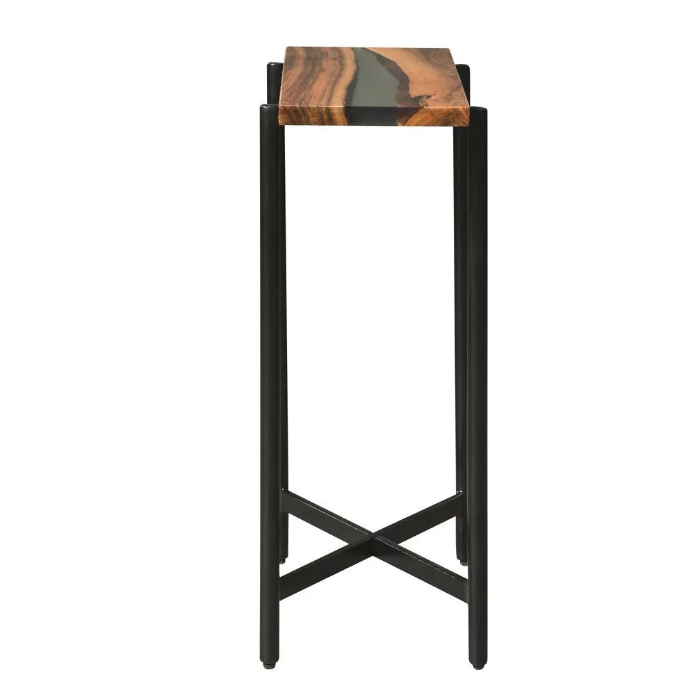 Acacia Wood and Acrylic Nesting End Tables, Set of 2 E77306