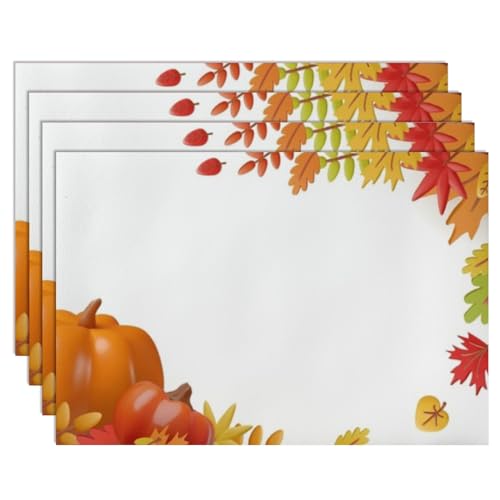Colorful Fall Leaves Faux Leather Placemats 12 X 18 in 6-Count Q119305