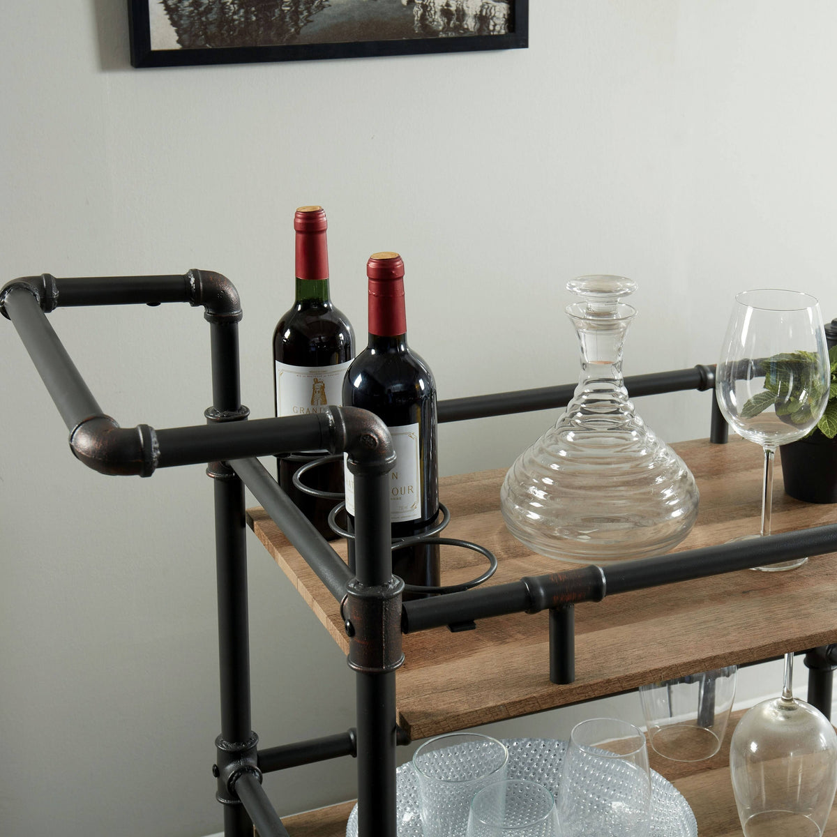 Black Metal Mobile Serving Cart U67516