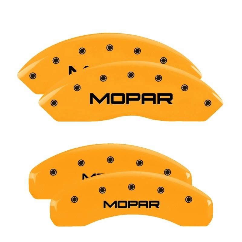 4 Caliper Covers Engraved Front & Rear Yellow Finish Black Char I694