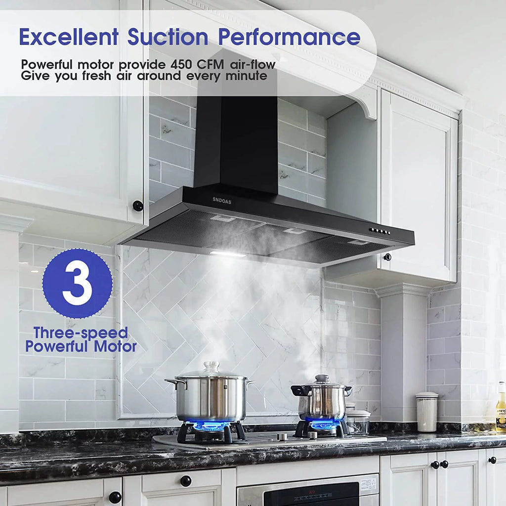 36 inch Black Stainless Steel Wall Mount Range Hood X354
