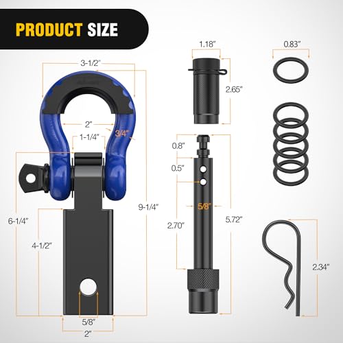 2 Inch Shackle Hitch Receiver with D Ring Shackle and Hitch Pin Y7681