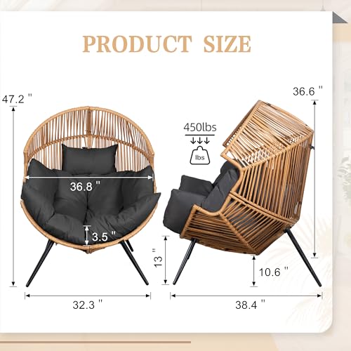 Oversized PE Rattan Wicker Egg Chair with Cushion O416