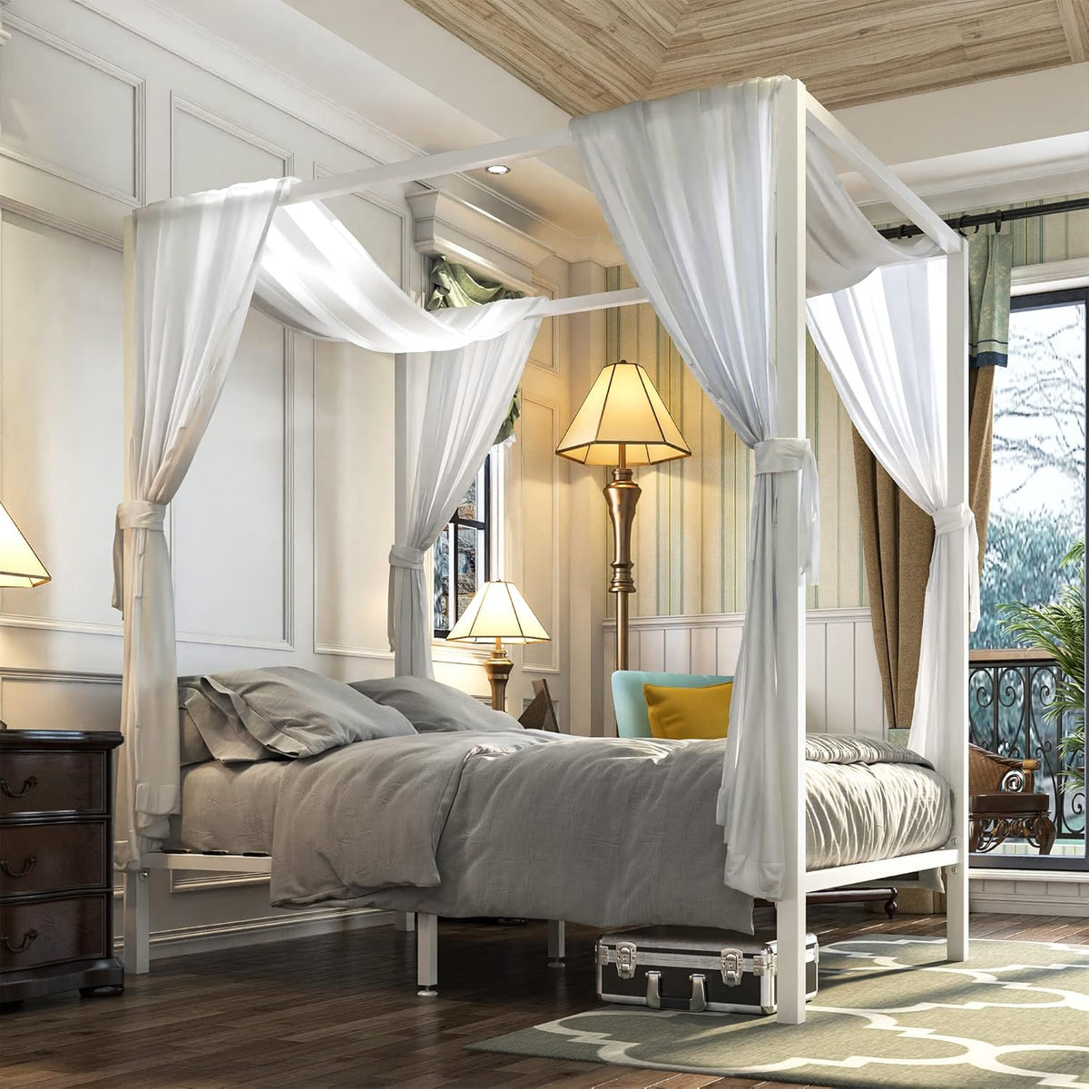 Queen Size Metal Canopy Bed Frame F821212