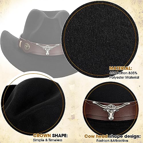 4 Pcs Felt Wide Brim Cowboy Hat N6085