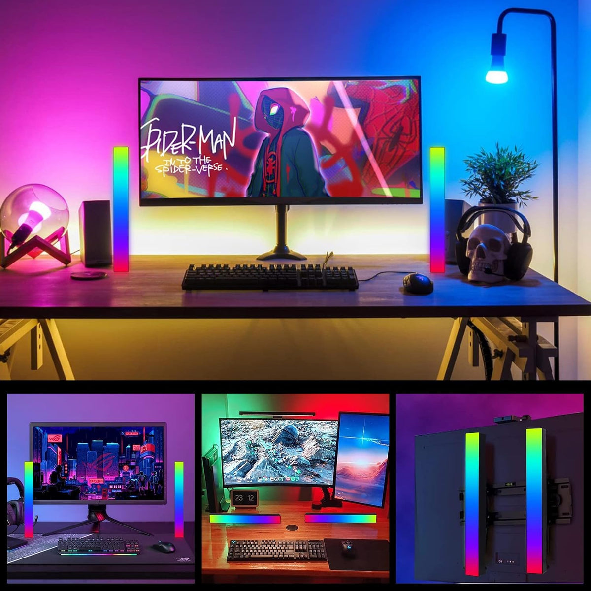 Battery Powered RGB Sound Control Rhythm Light Bar 2Pcs I611