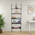 5-Shelf Wood Ladder Bookcase with Metal Frame J149154