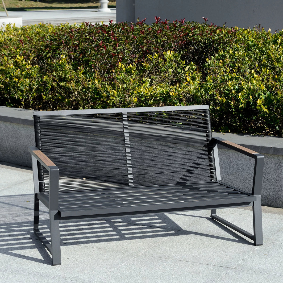 4 Pcs Patio Aluminum Conversation Outdoor Set with Center Table and Cushions U63612