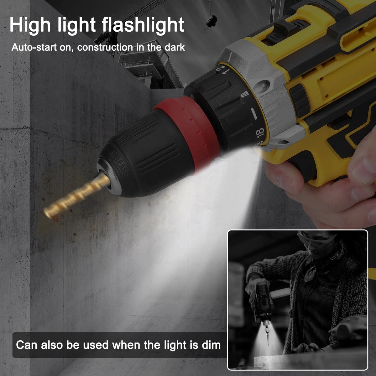 Electric Screwdriver Drill 2in1 Brushed Motor Tool U797871