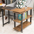 Sofa Side Table with 2 Tiers Storage Shelves I68598