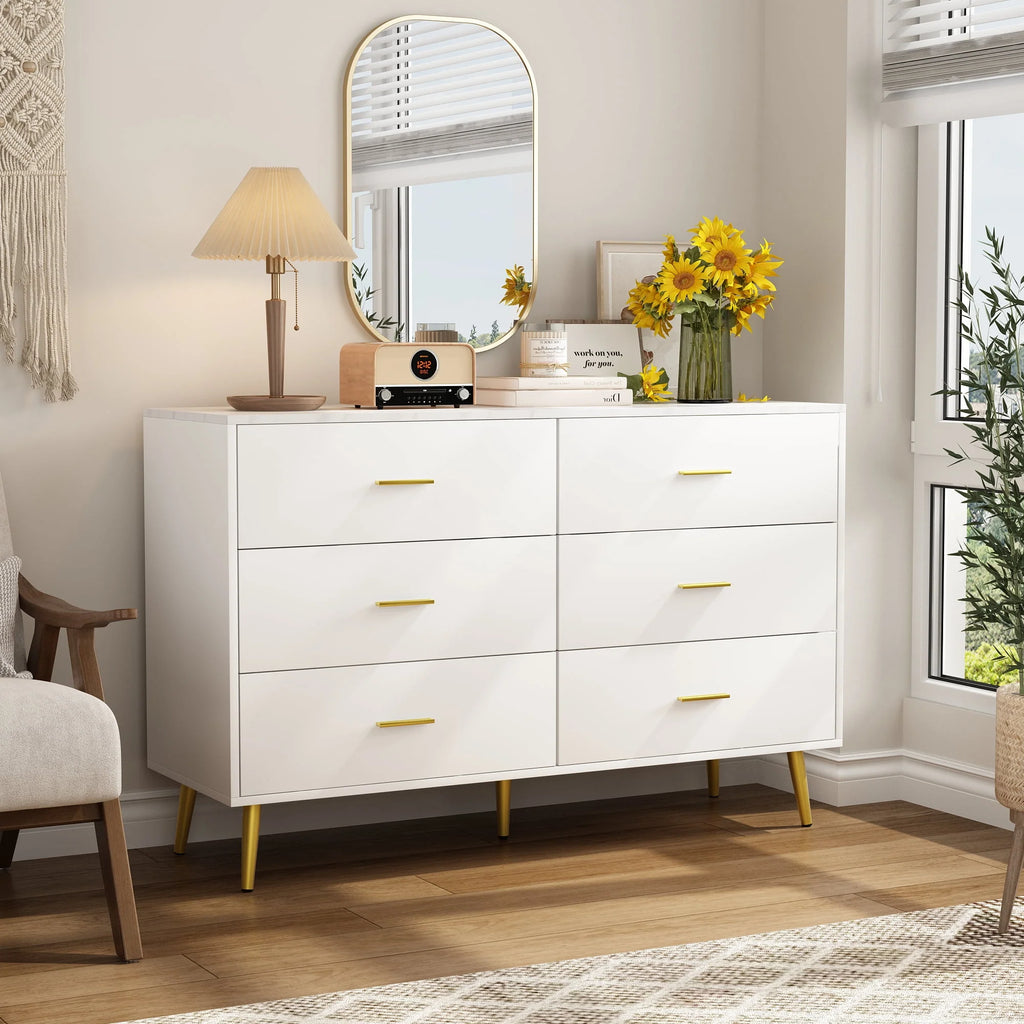 White 6 Drawer Dresser Y651897