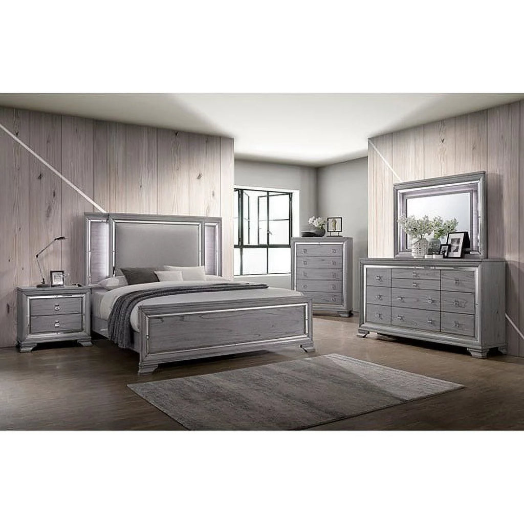 Gray 4pc Eastern King Size Bedroom Furniture Set B440275