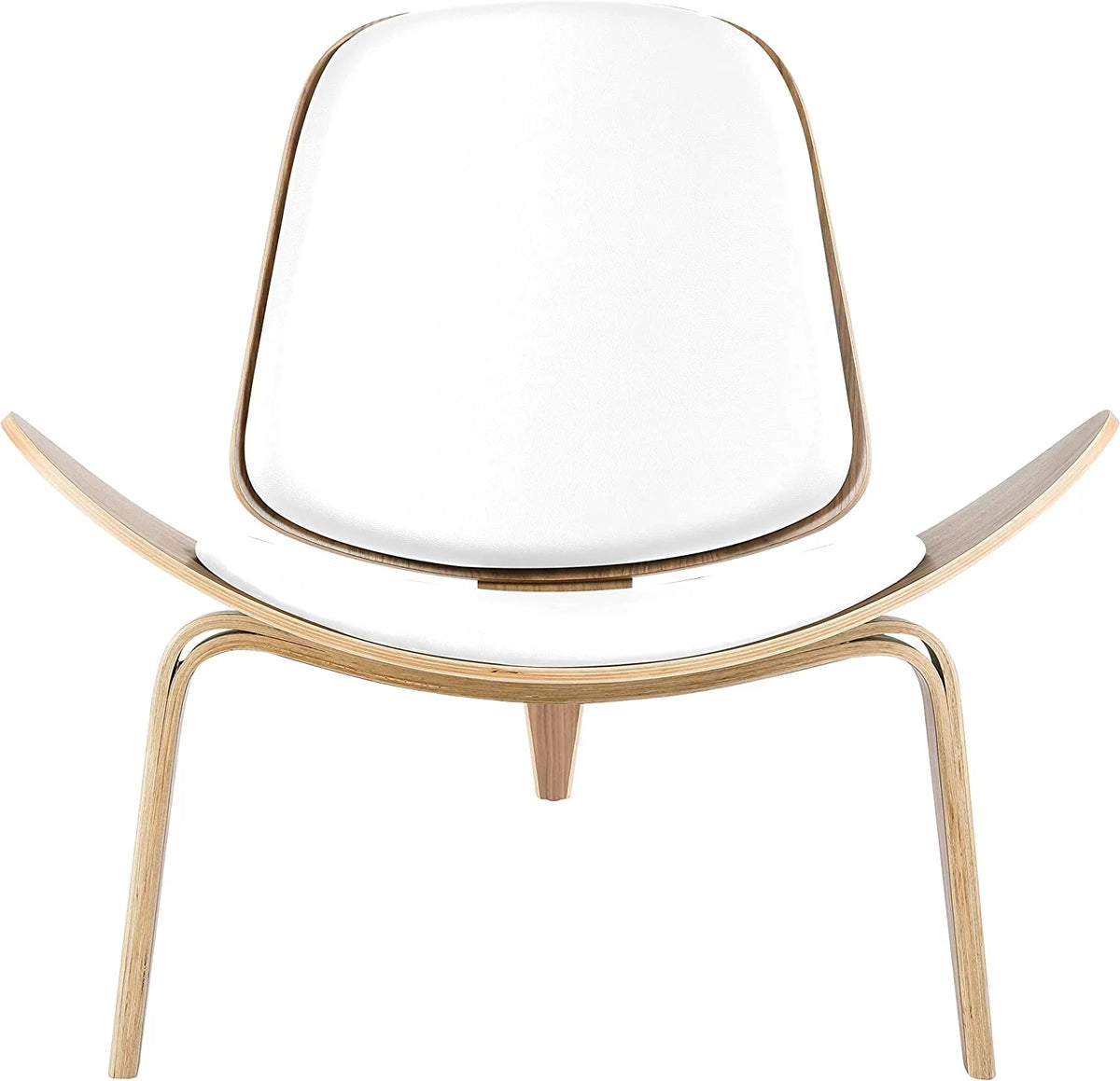 White Faux Leather Plywood Solid Wood Lounge Chair T39574