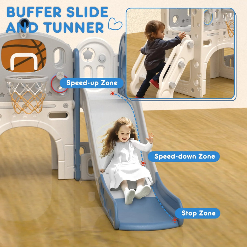 9 in 1 Toddler Slide with Ring Toss, Basketball Hoop, and Telescope, Gray S233