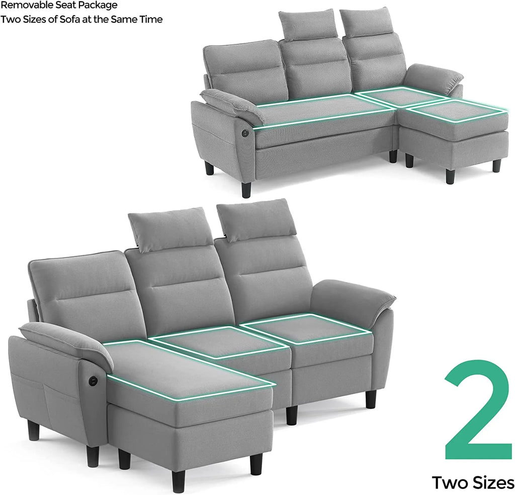 Light Grey Reversible Sectional Sofa with Storage G2000