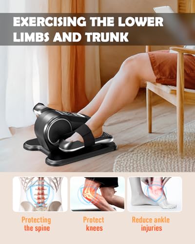 Under Desk Elliptical Machine, 12 Adjustable Speed Portable Seated Pedal Exerciser with Remote Control M4687