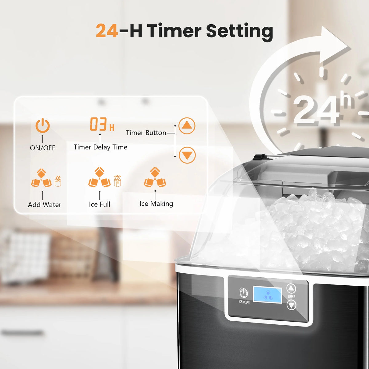 Black Portable Countertop Ice Maker with Basket & Scoop Y22583