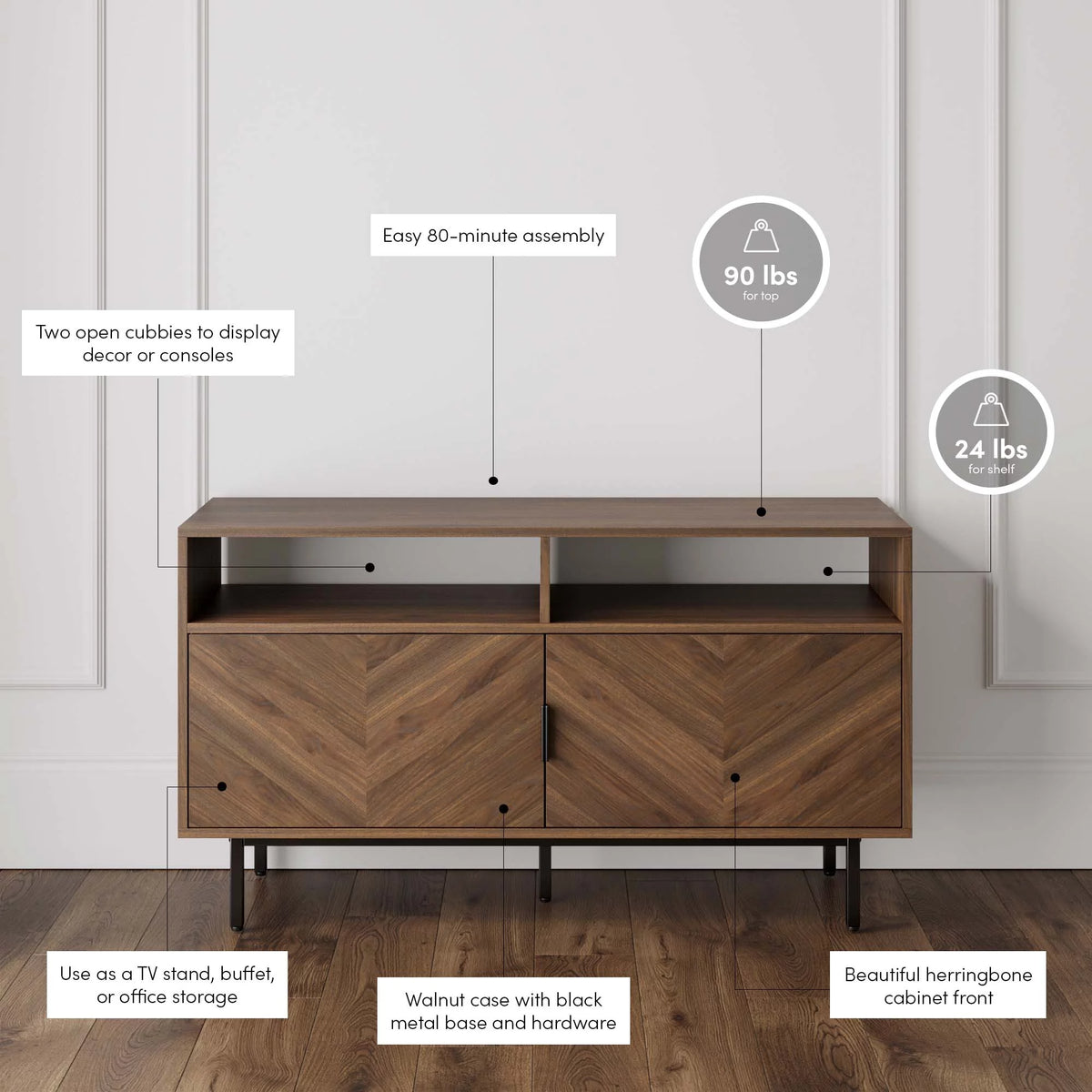 Walnut Media Console with Storage I86633