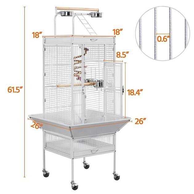 Rolling Metal Parrot Cage with Playtop X4068