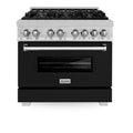 36 in. Gas Burner Electric Oven Stainless Black Matte Door Z292005