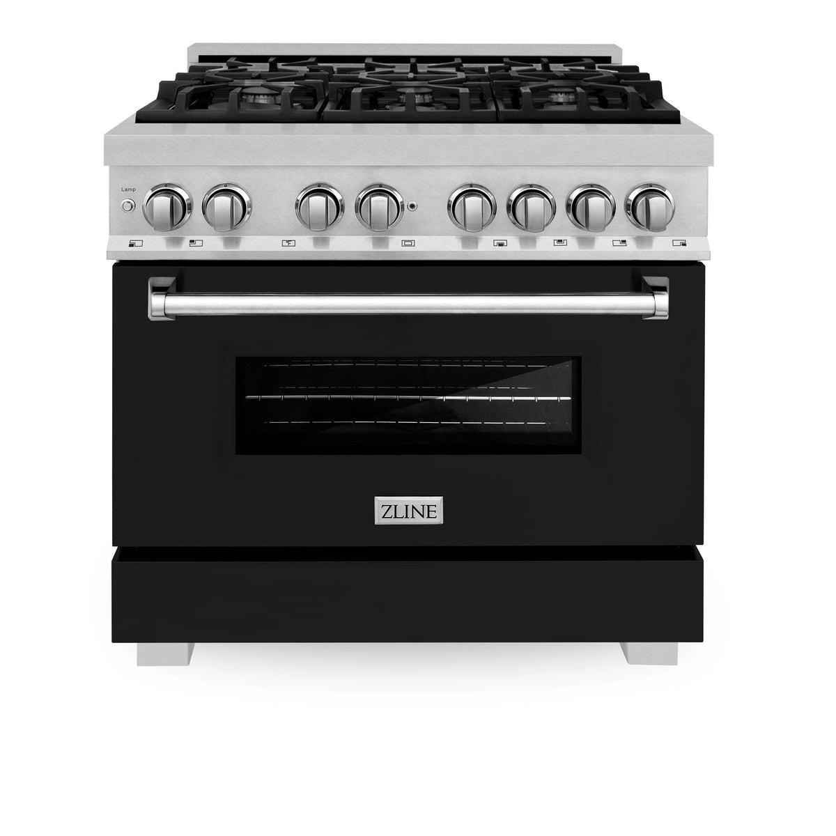 36 in. Gas Burner Electric Oven Stainless Black Matte Door Z292005