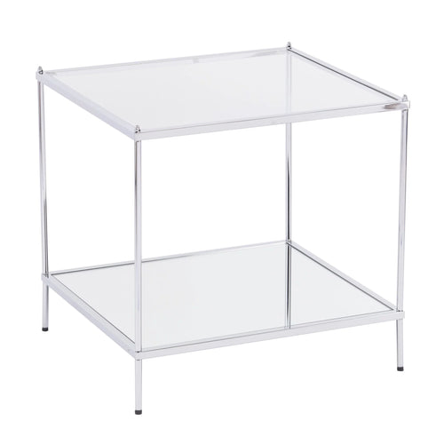22 in. Glass & Iron Square Mirrored End Table T81448