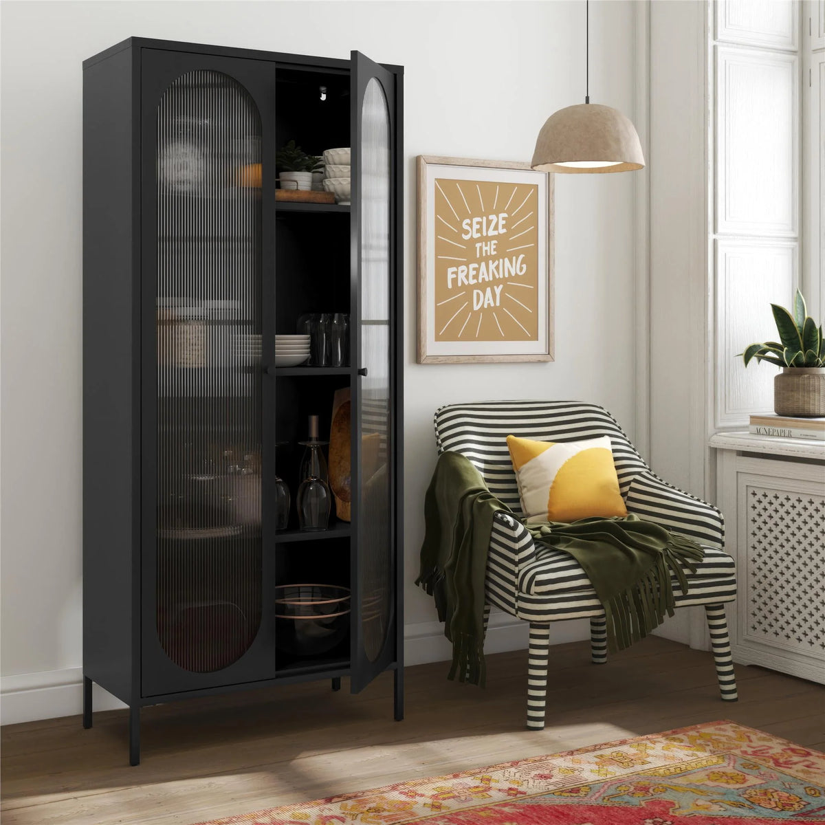 2-Door Accent Cabinet with Fluted Glass K954