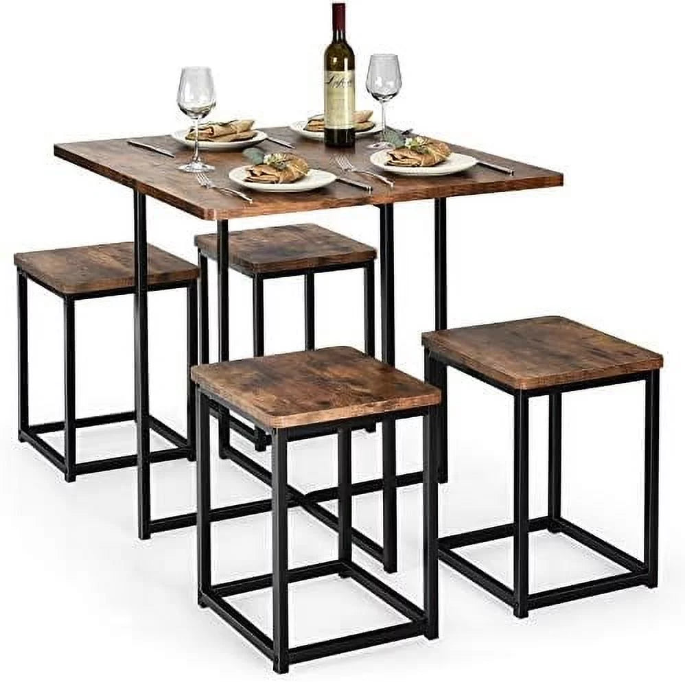 5 Piece Dining Table Set with Square Stools S66166