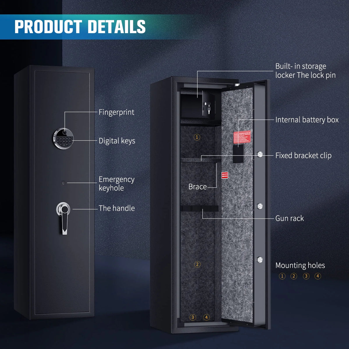 6 Rifle Gun Safe Cabinet with Digital Keypad J700210