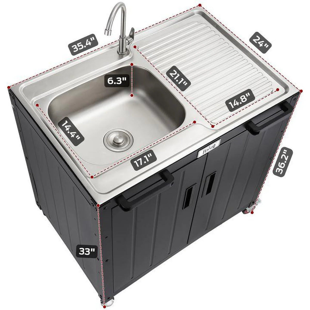 Freestanding Utility Sink with Storage Cabinet V7088