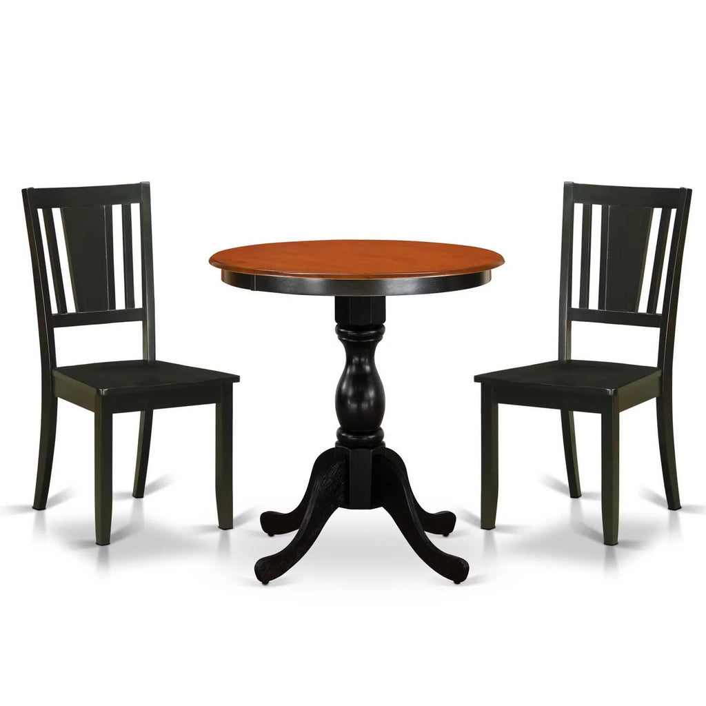 3-Piece Mid Century Modern Dining Set with Wood Table and 2 Chairs A3055