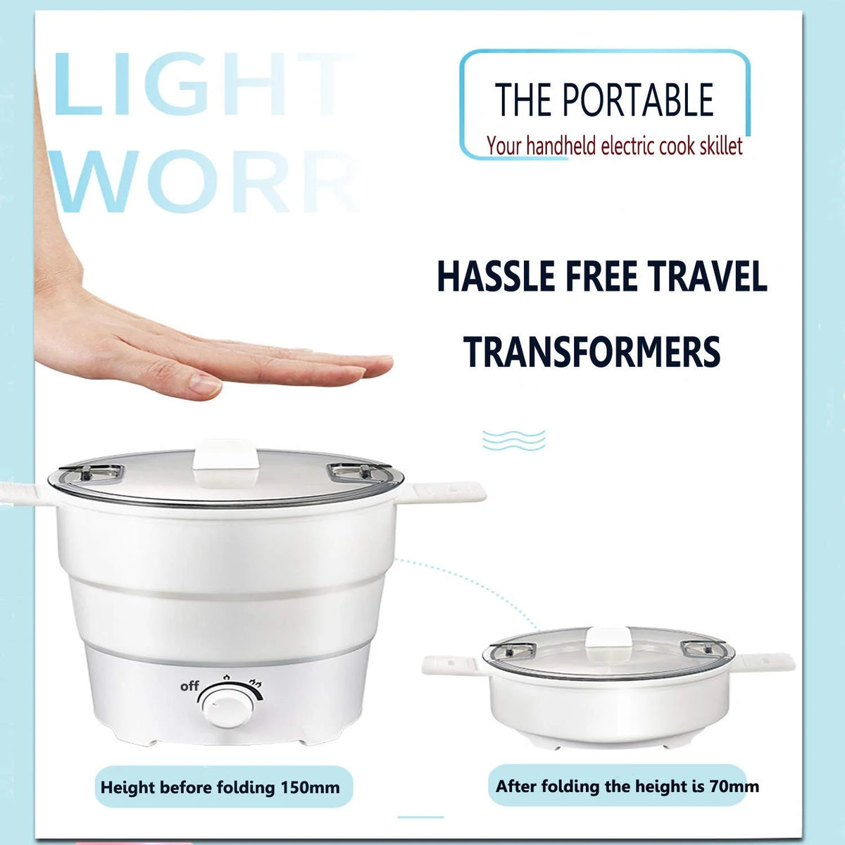 Portable Mini Electric Cooker Foldable Silicone Kettle Steamer Y52844