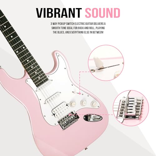 39 Inch Full Size HSS Pickups Electric Guitar Starter Kit with 15W Amp H5226
