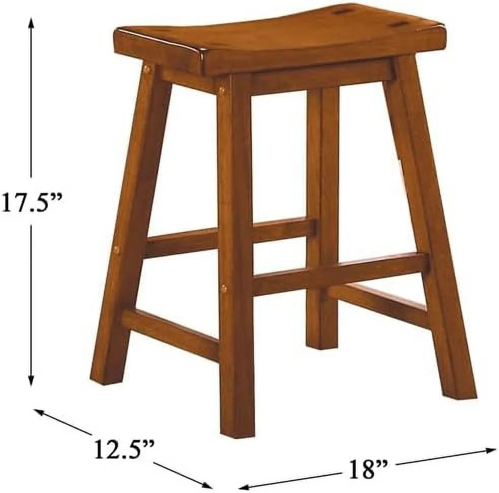 29" Solid Wood Saddle Stools Set of 2 Oak Brown K803865