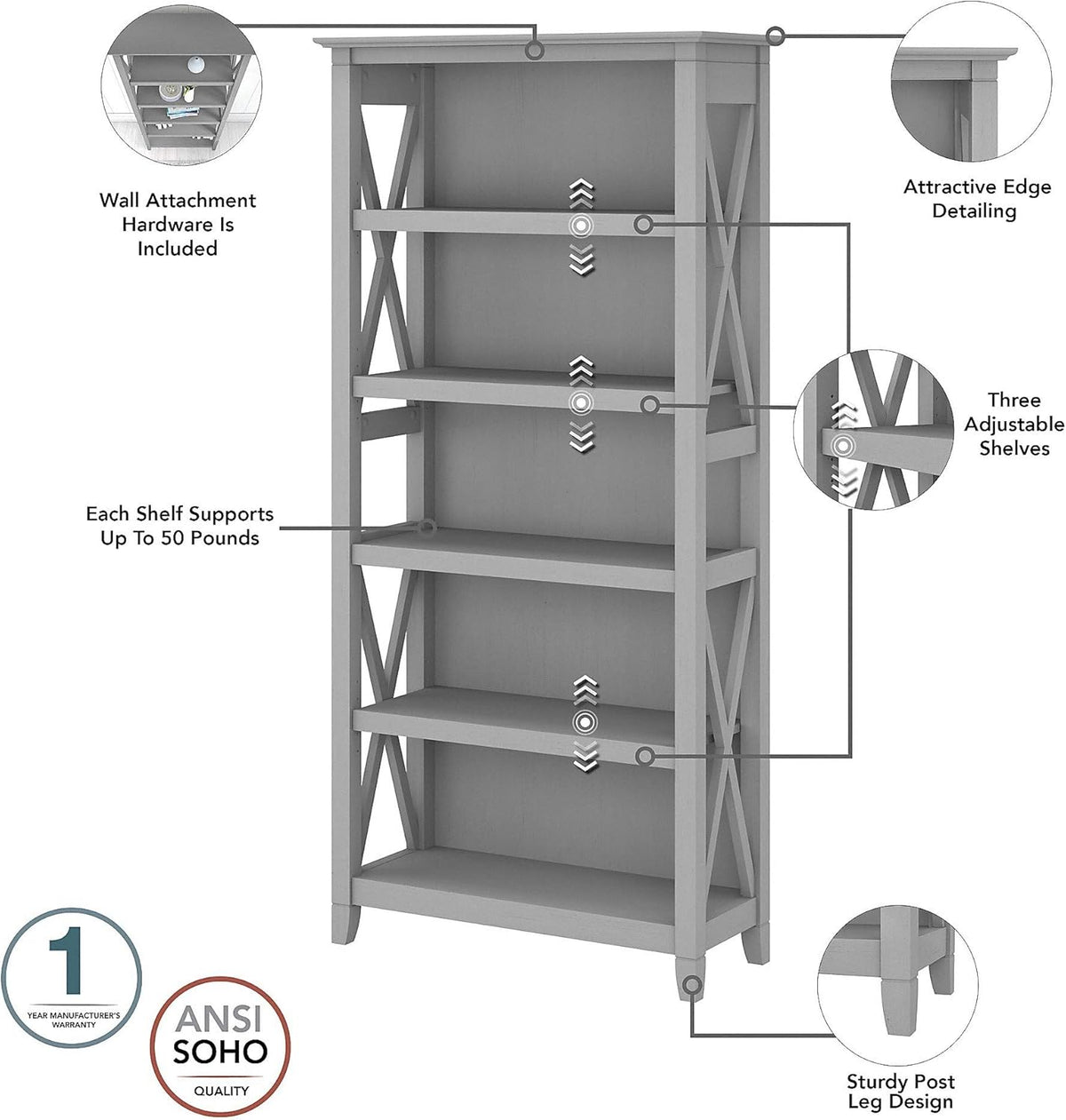 5 Shelf Bookcase Set J186