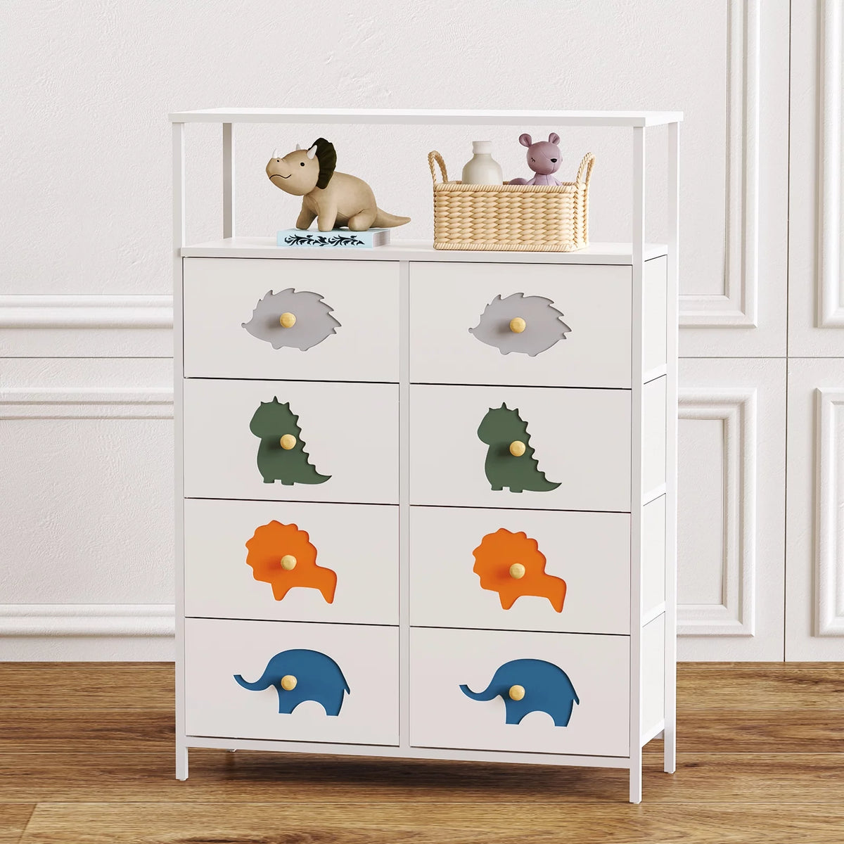 White 6 Drawer Kids Dresser with Shelf A7944