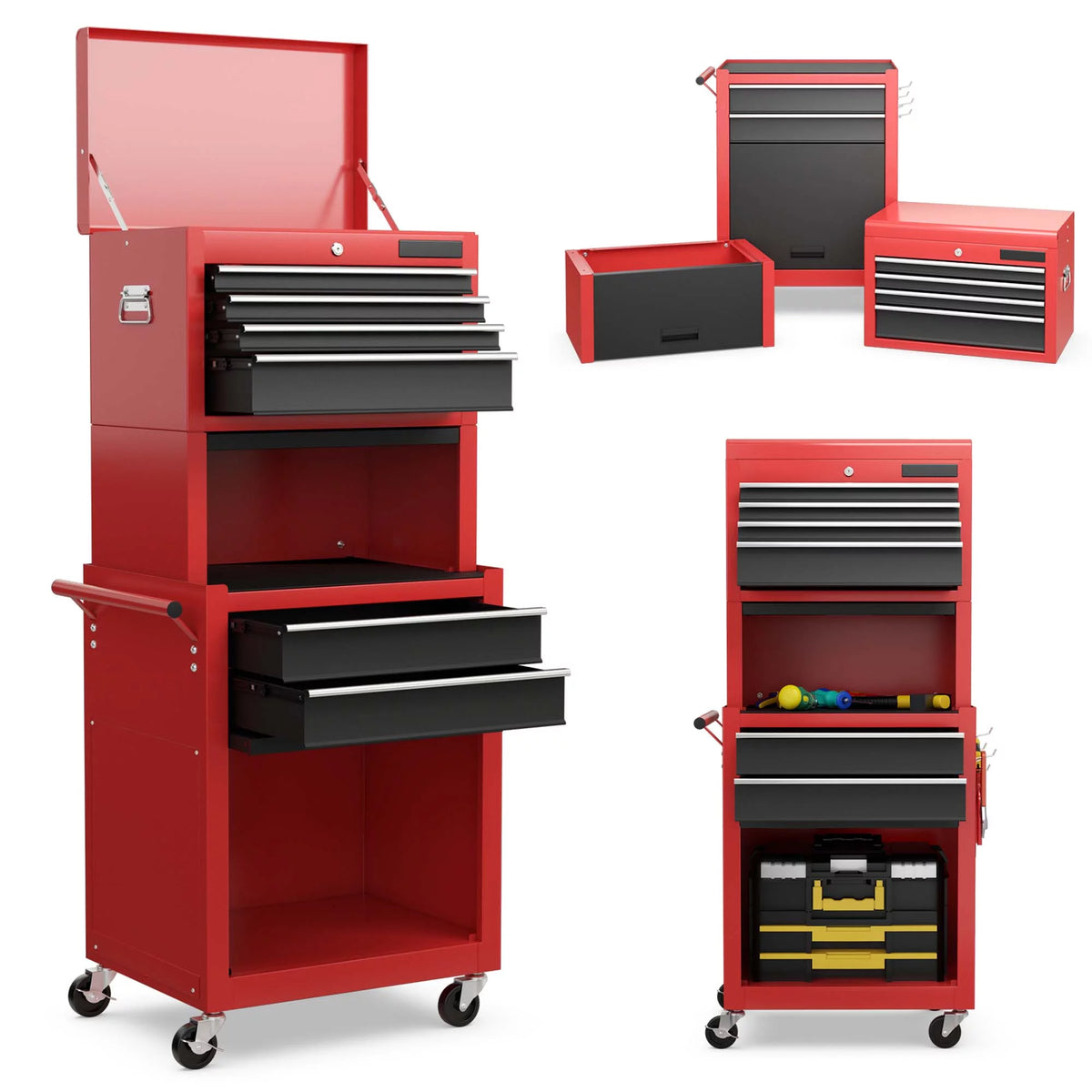 6 Drawer Rolling Tool Chest Storage Cabinet I659