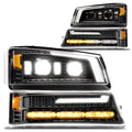 LED Headlight Assembly Replacement with Amber Sequential Turn Signal Projector B296