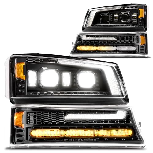 LED Headlight Assembly Replacement with Amber Sequential Turn Signal Projector B296