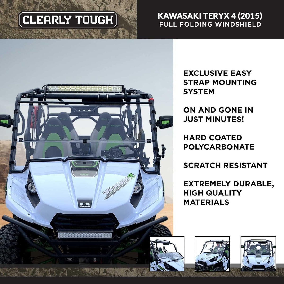 Folding Scratch Resistant Polycarbonate Windshield D214